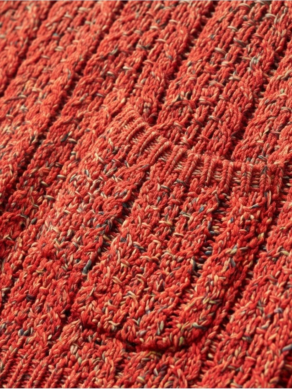 Moth Coral Textured Crewneck Sweater with Patch Pockets